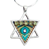 Silver & Enamel Star of David Necklace